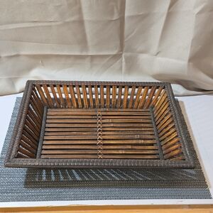 Vintage Brown Rattan Wooden Basket